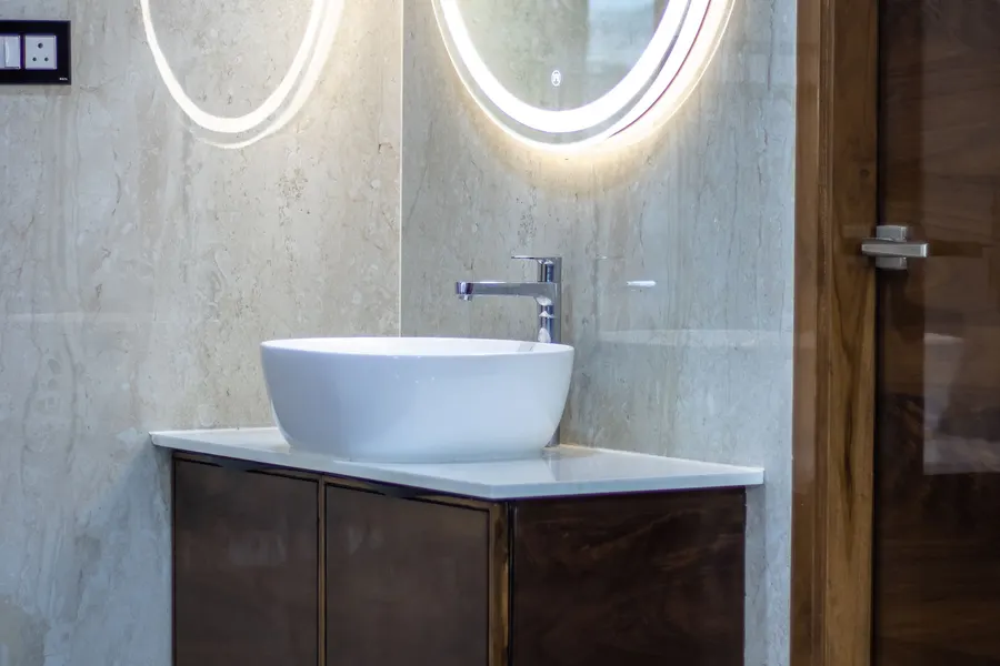 Guest bathroom with a floating vanity — main photo
