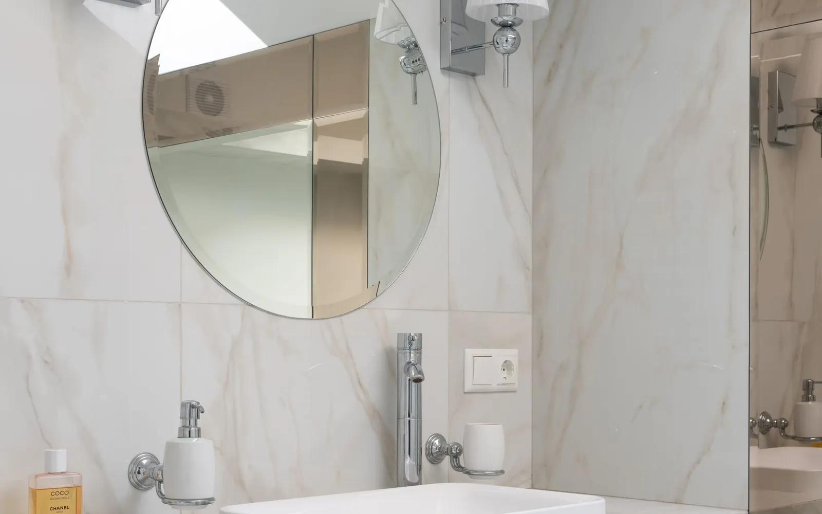 Primary bathroom with a walk-in shower — before
